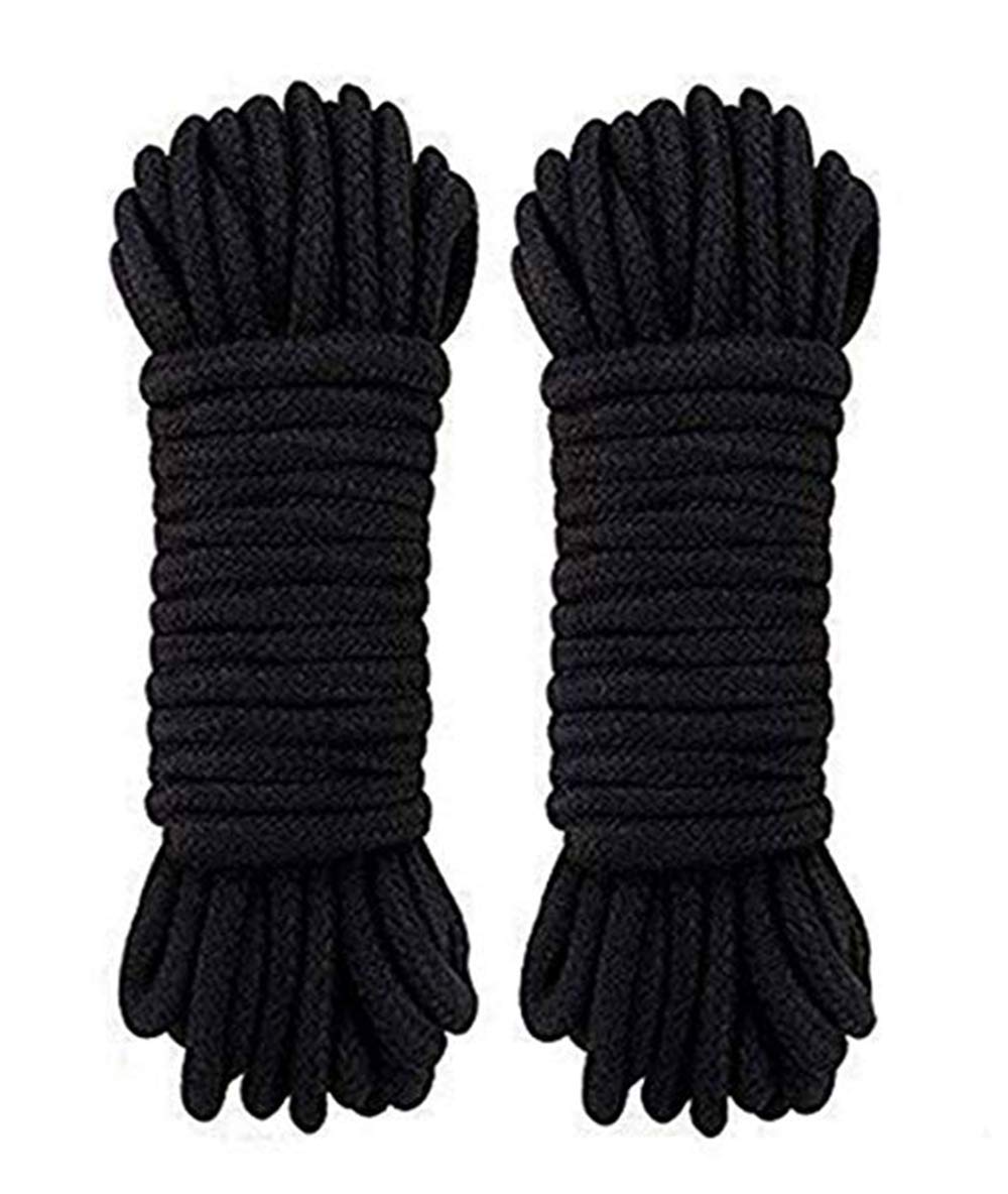 WUWYOUWL Soft Cotton Rope Cord, 2PCS 10 M/33 Feet 8 MM All Purpose Rope Craft Rope Thick Cotton Twisted Cord (black)