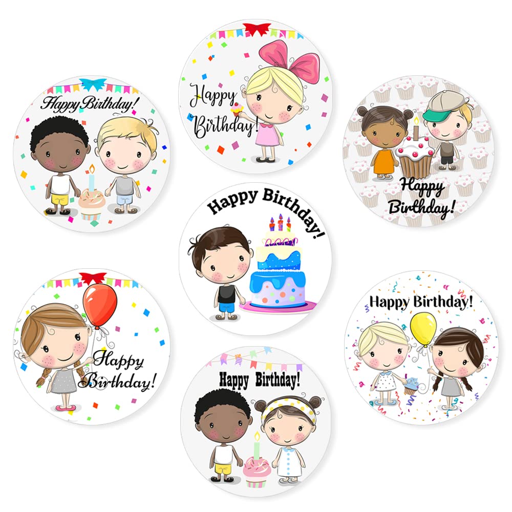 Packwith Party Pack Of 30 Birthday Stickers For Children (40 Mm) Self Adhesive Waterproof Happy Birthday Stickers For Card Making Packwith®