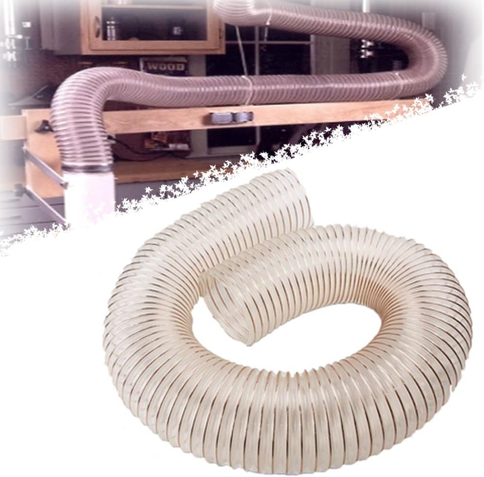 2" 3" 4" 5" 7" 10" 12" PU Dust Collection Hose Heavy Duty Debris Dust Collector Hose Clear Flexible Fume Duct With Spiral Steel Wire(5m/16.4ft,300mm(11 4/5"))