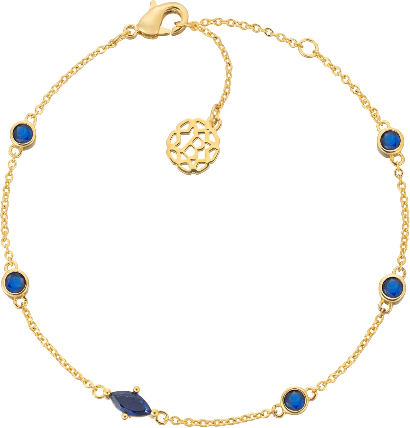 Elegant Birthstone Gold Marquise Crystal Gem Bracelet for Women, Fashion Jewelry, 18k Gold-Plated, 6.5-8inch Adjustable Size