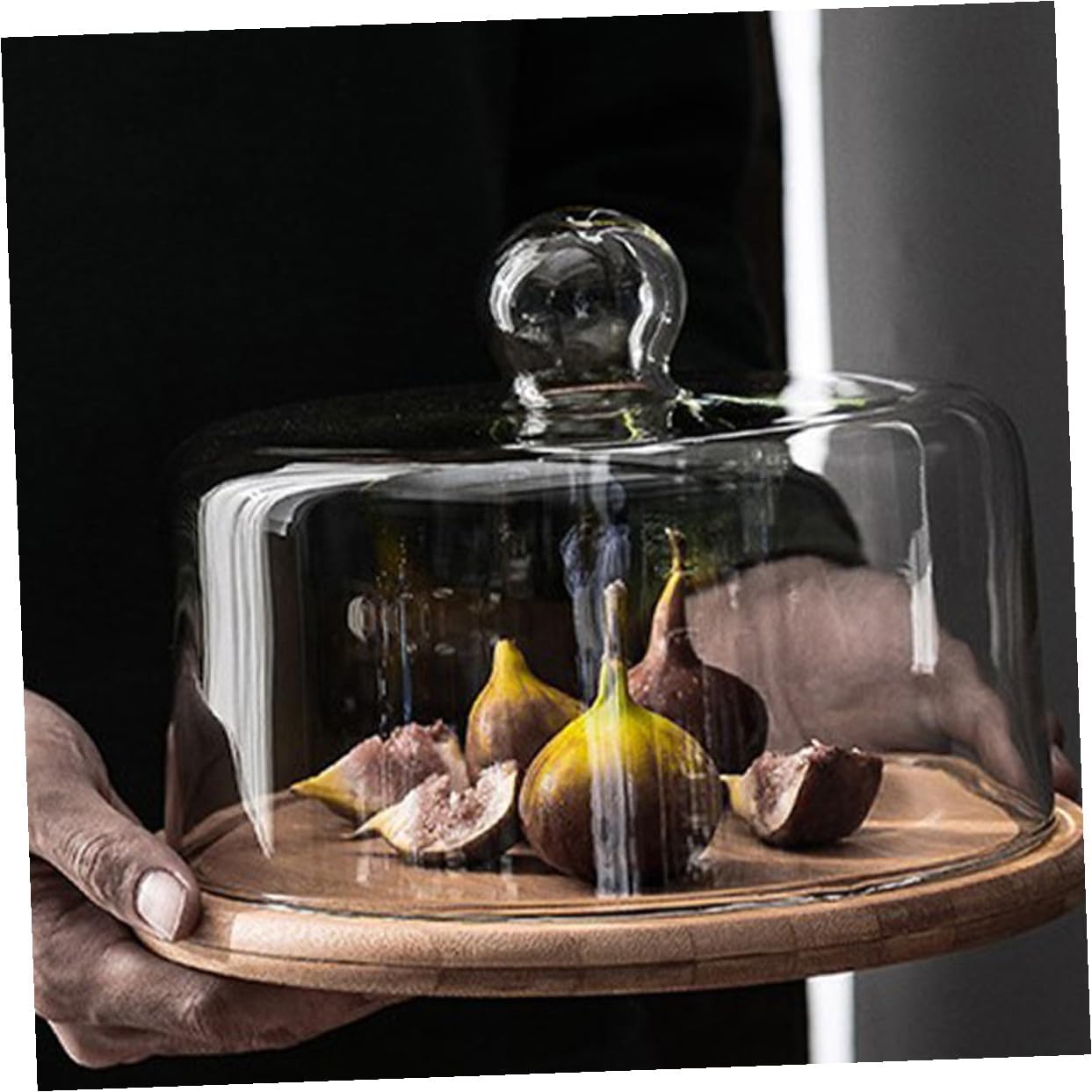 Glass Cake Cover with Large Tray, Food Protecting Dome for Dessert Display and Dust Preservation, Household Glass Food Cover for Pastry and Bread Serving