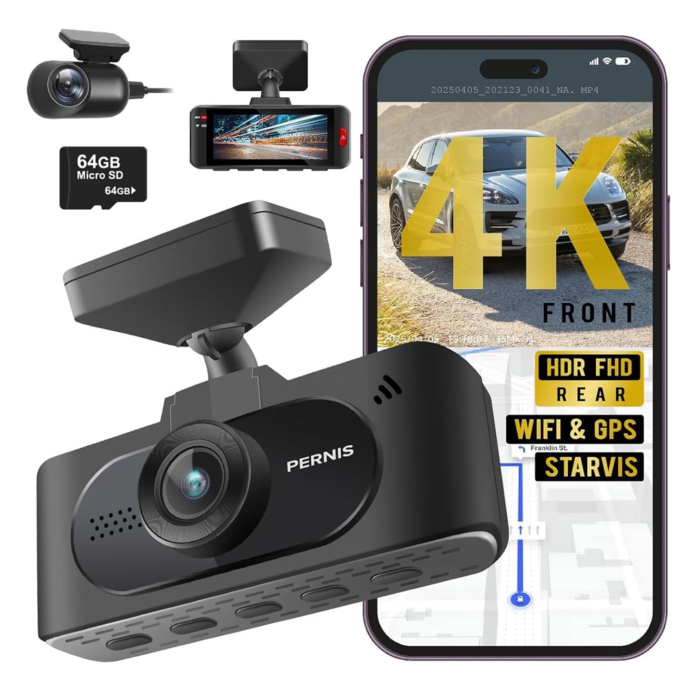 4K Dash Cam Front and Rear STARVIS Sensor Free Card Included 2 4GHz WiFi Dash Camera for Cars