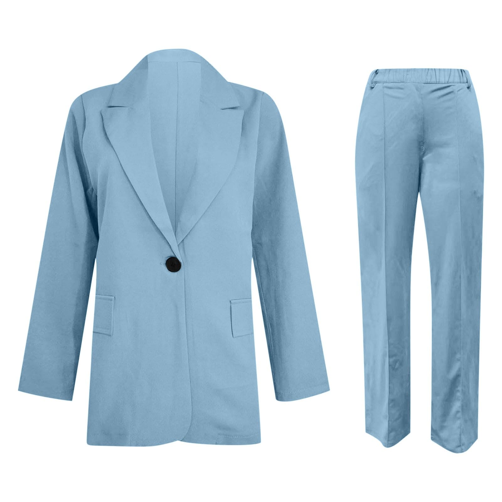 Tailleurs Femme Ensemble Pantalon 2 PièCes Col Revers Chic Et Elegant Couleur Unie Blazer Veste Formel Bureau Travail Pantalon Costumes Slim Fit Manteau Ensemble Veste Manteau