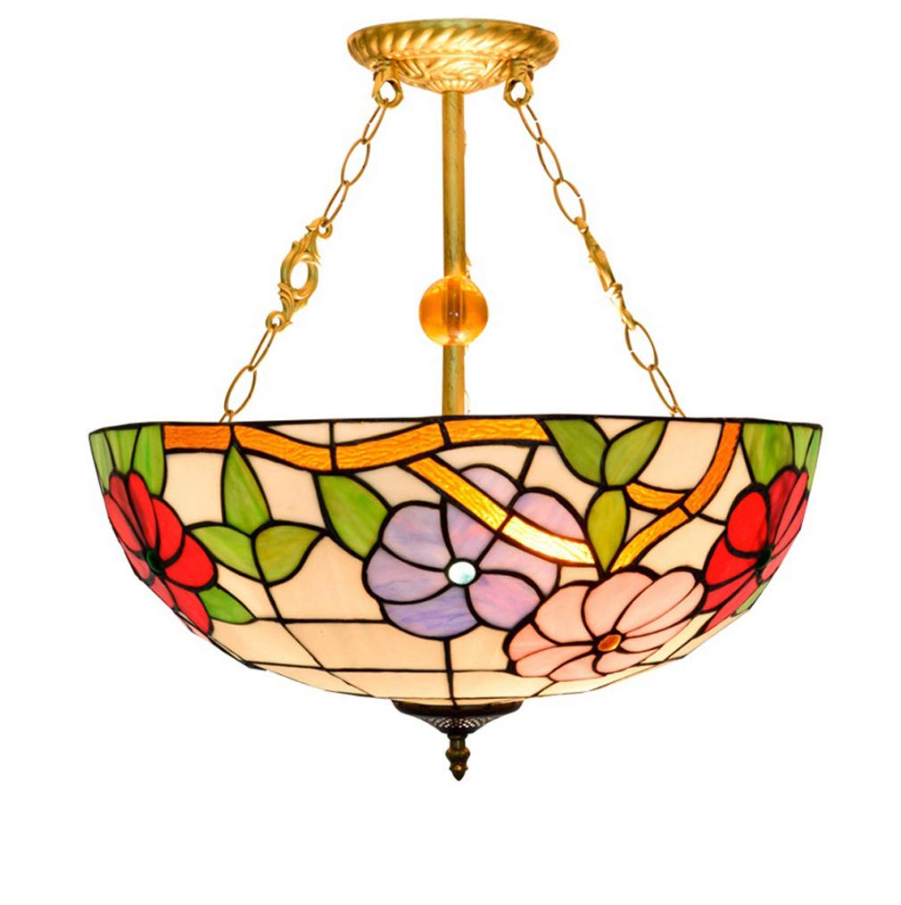 YNIYUJKL Tiffany-Style Pendant Light, 20-Inch Stained Glass Morning Glory Anti-Chandelier Lighting, Used In Restaurants, Coffee Shops, Ceiling Hanging Lamp