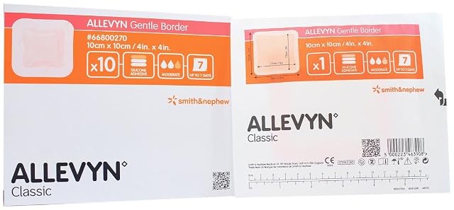 Smith and Nephew 66800270 Allevyn Gentle Border Dressing 4 x 4 - Box of 10
