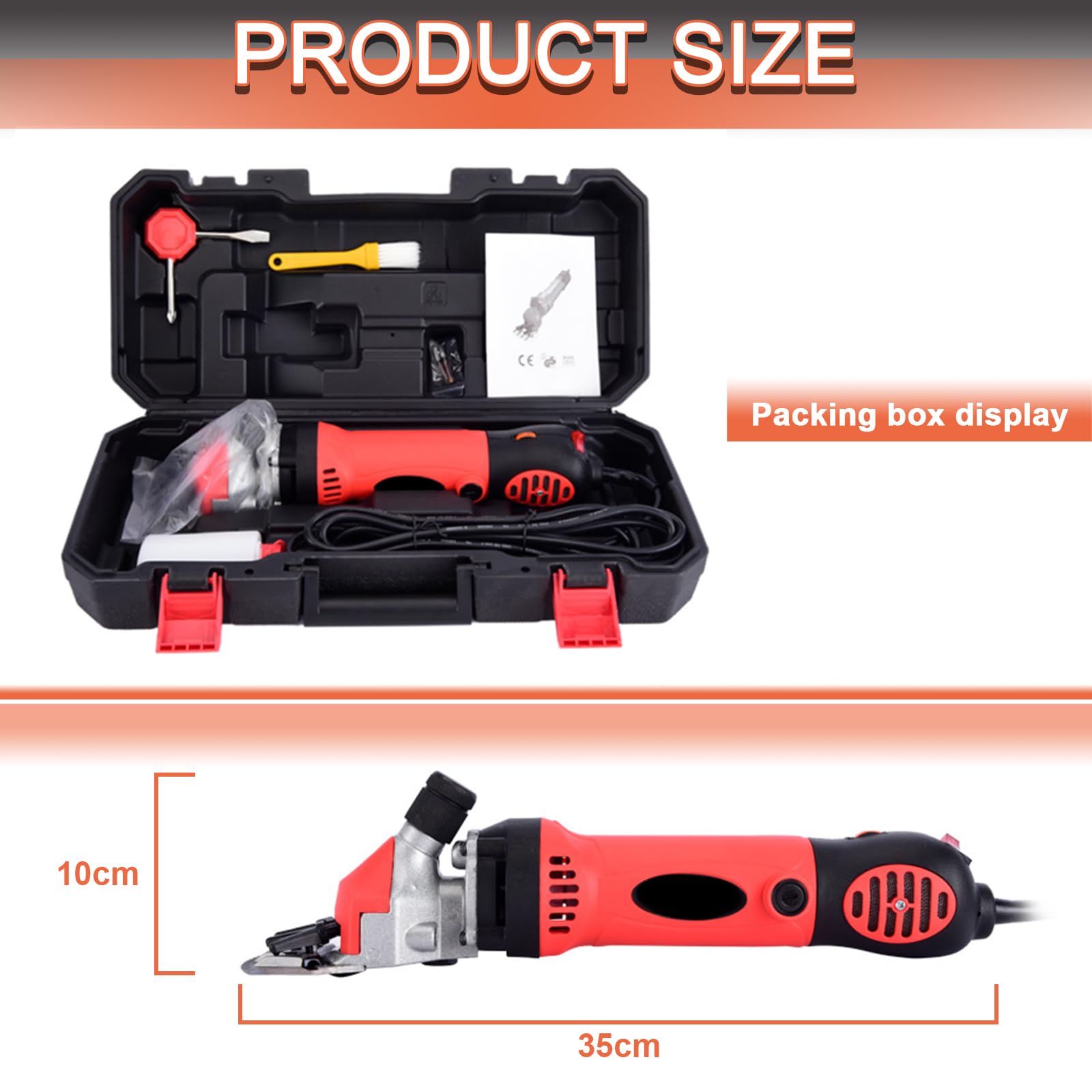 Máquina Cortapelo para Ovejas Eléctrica, 900W, 6 Velocidades Ajustables, Hasta 2800 rpm, Cuchilla Recta de 13 Dientes, Cable 3M, Cortadora Profesional con Maletín para Ovejas, Alpacas y Cabras
