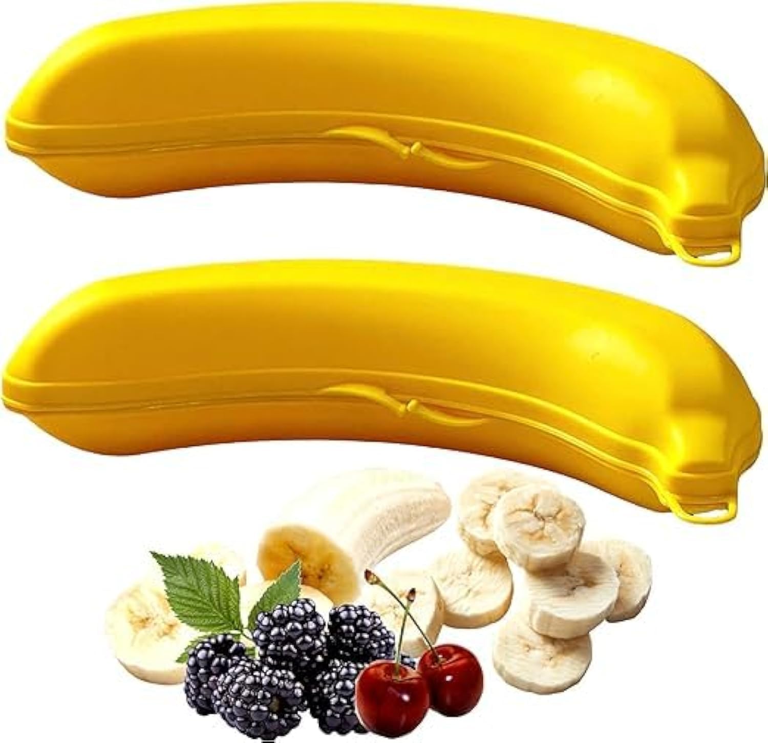 4All Banana Lunch Box Set of 2 Banana Holder for Lunch Insulated On the Go Food Container for Fruits, Snacks Protected Sealing Long Term Food Storage Kids Lunch Box bento Plastic Meal Box