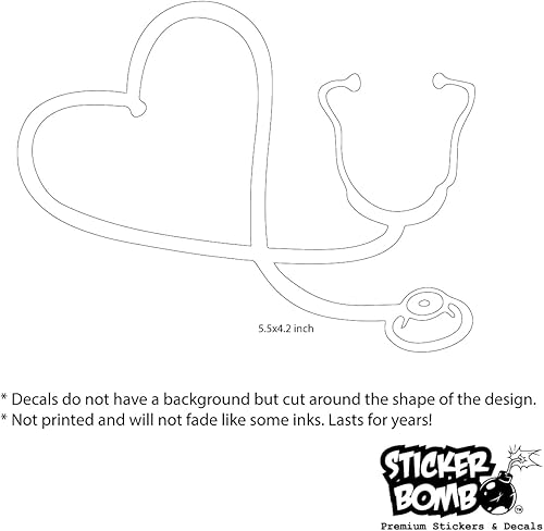 Miniatura 7 de Calcomanía de estetoscopio de corazón, calcomanía de vinilo de bomba para automóvil, camión, computadora, en cualquier lugar, vinilo premium para