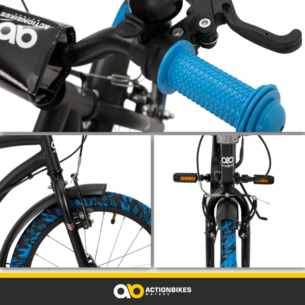 Actionbikes Kinderfahrrad | 16 18 20 24 Zoll - V-Brake Bremsen - Fahrrad für Kinder von 4-12 Jahren - Schutzblech v. / h - Kinder Fahrrad für Mädchen & Jungen - Fahrräder - Bicycle - Kinderrad