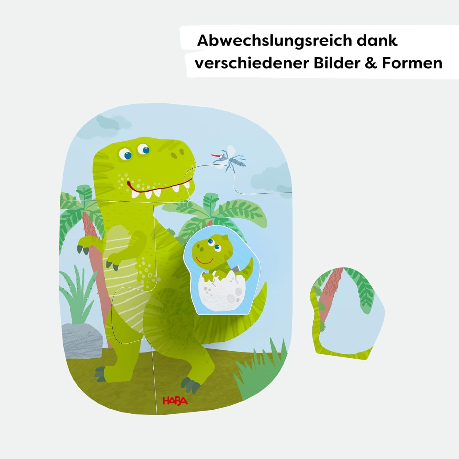 HABA 4 First Puzzles - Dinosaur Puzzle from 2 Years with 4 Motifs & Double-Sided Wooden Figure - Promotes Creativity & Imagination - 2012186002