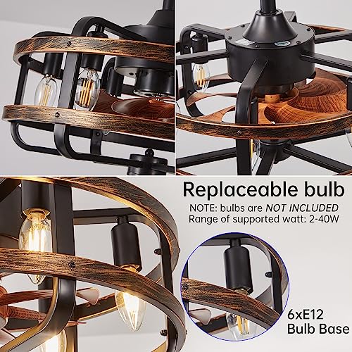Iyunxi Caged Ceiling Fans With Lights Farmhouse thumb #5