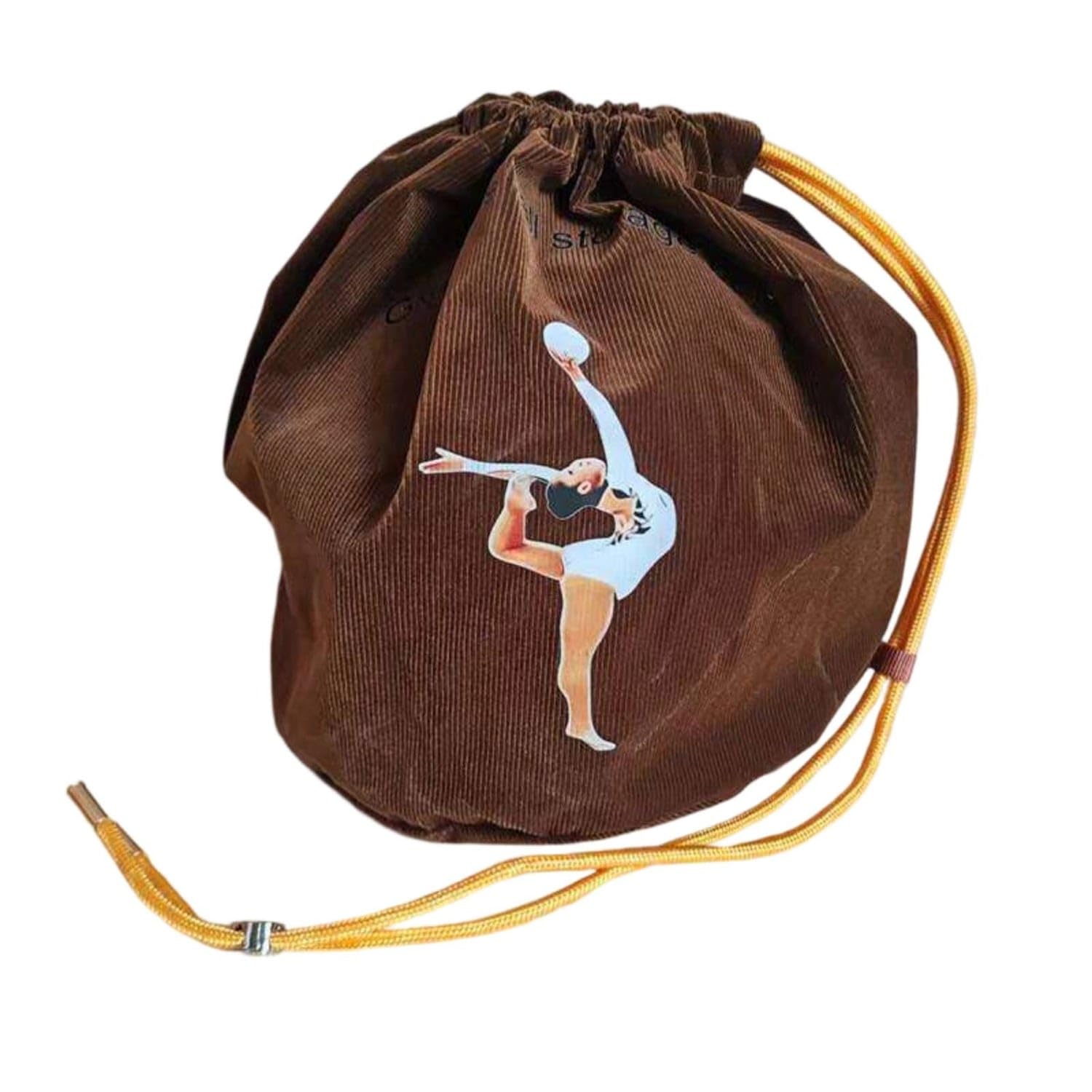 MERISHOPP Printed Graphics Gymnastics Ball Bag Gathered Top Round Drawstring Bag Portable Material Pouch Lightweight for Gymnasts, Brown, Corduroy-image-43