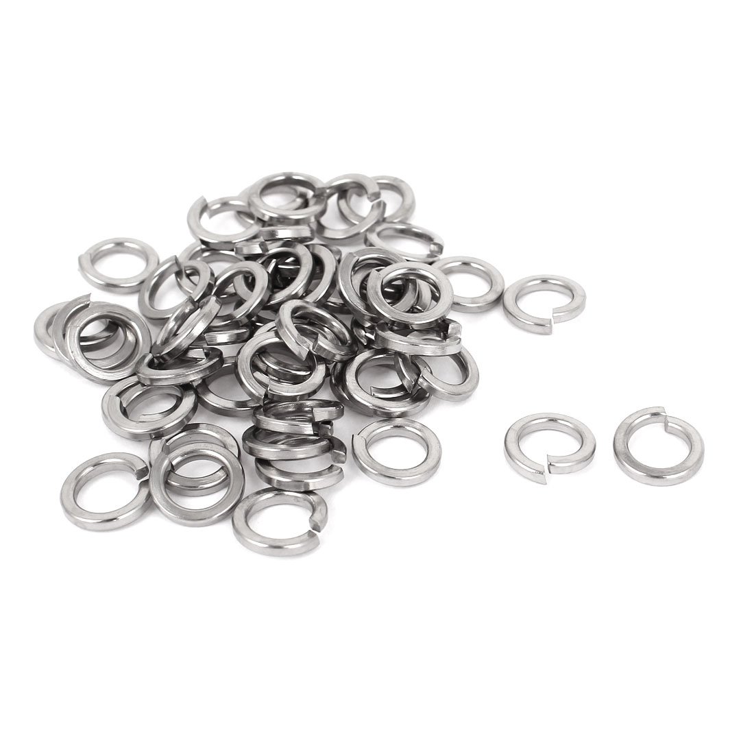Sourcingmap 5/16-inch 304 Stainless Steel Split Lock Spring Washer Screw Pad 50pcs, Silver Tone