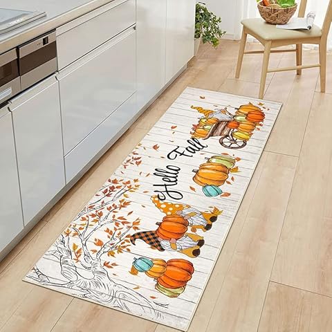 Homodeco Runner Rug 60 x 180cm, Non Slip Autumn Runner and Washable Pumpkin Area Rug Runner for Living Room, Bedroom, Playroom Cover