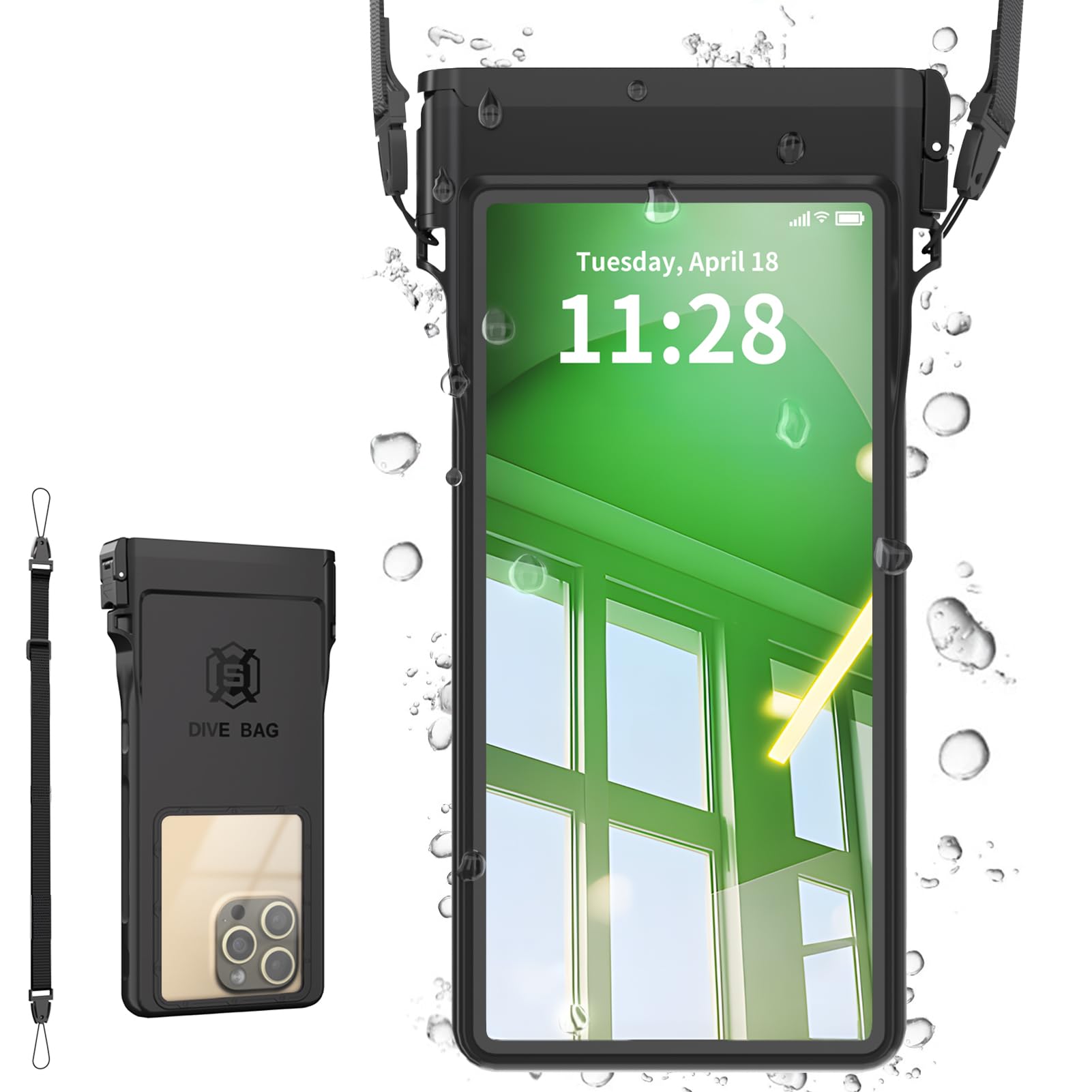 Large Floating Waterproof Phone Case with Lanyard for Snorkeling & Diving - Underwater Phone Pouch Compatible with i-Phone 16/15/14 Pro Max, Galaxy