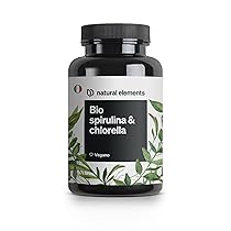 Spirulina Bio & Chlorella, 500 compresse, natural elements, 2400 mg di Spirulina biologica + 2400 mg di Chlorella per dose giornaliera, Certificazione Bio, Testata in Laboratorio