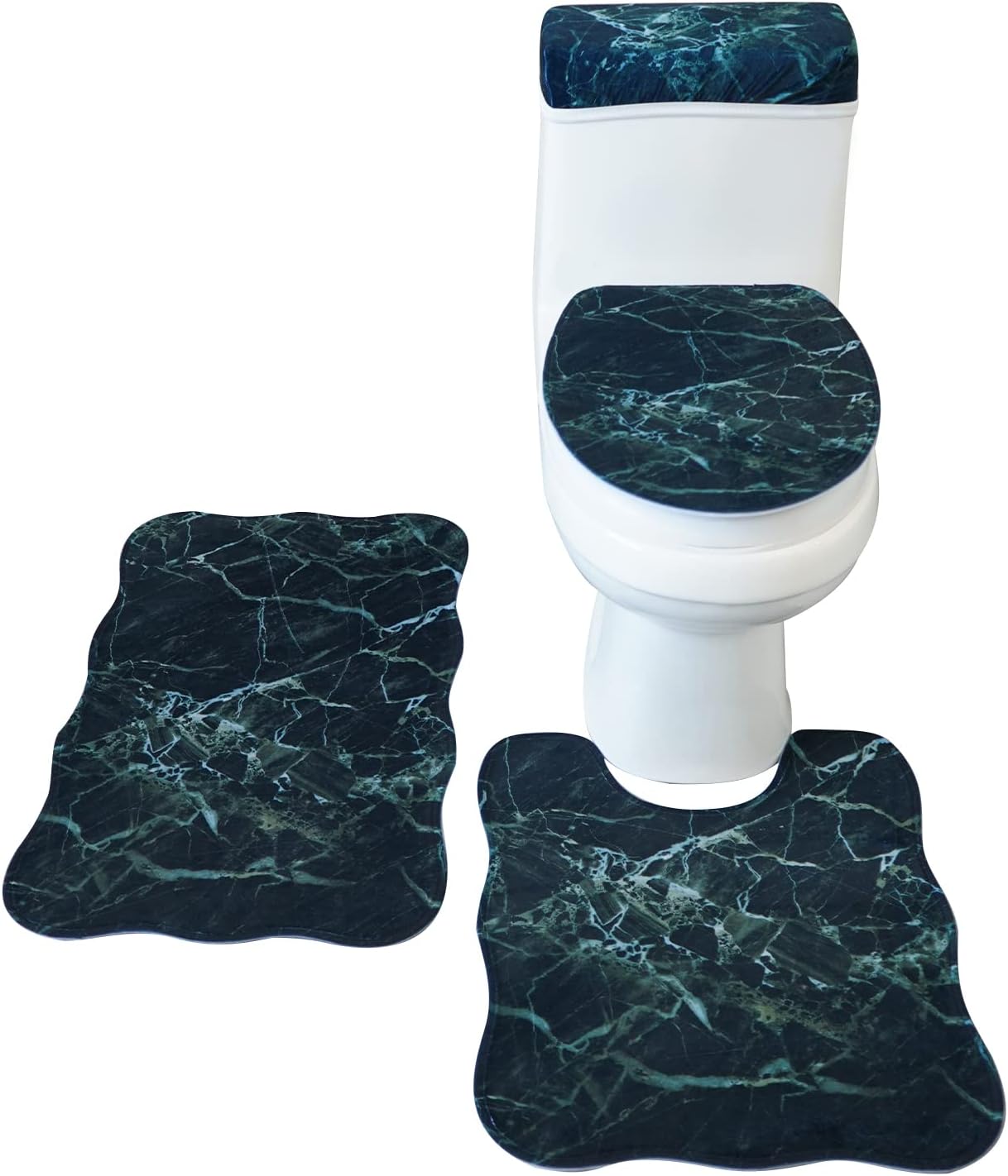 Bathroom Sets of 4, Decor Toilet Seat Cover, Non-Slip Bathroom Doormat Rugs,and Water Tank Covers,U-Shaped Toilet Floor Mat-Use It in The Shower, or Next to Bathtub : Home & Kitchen