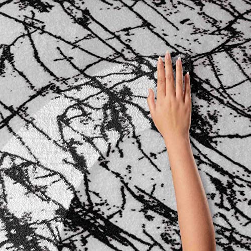 Taracarpet Badematte Badteppich für das Badezimmer waschbar in der Waschmachine Blitz Marmor Abstrakt Muster weiß-schwarz 120x170 cm – Bild 7