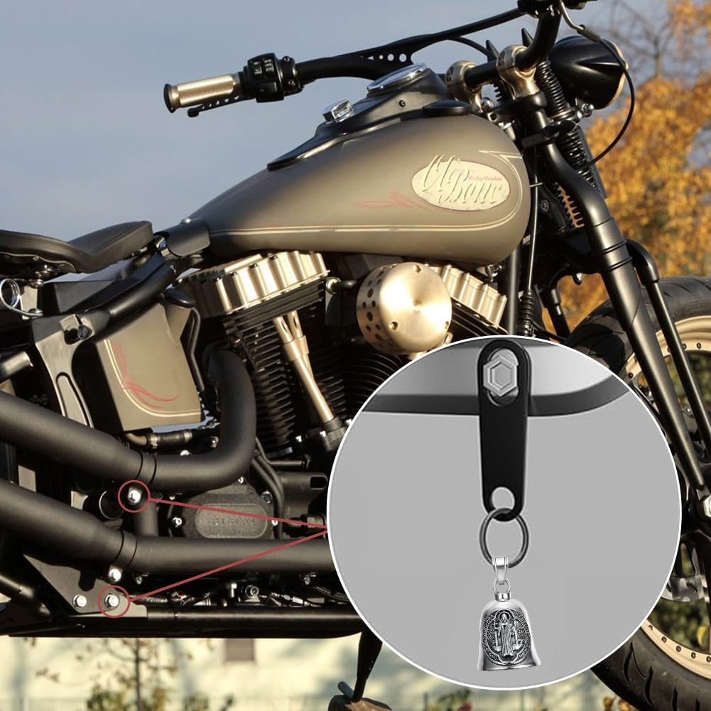Guardian Angel Motorcycle Bell Good Luck Keychain & Drive Safe Pendant Accessories for Men Women Riding Safety - Image 6