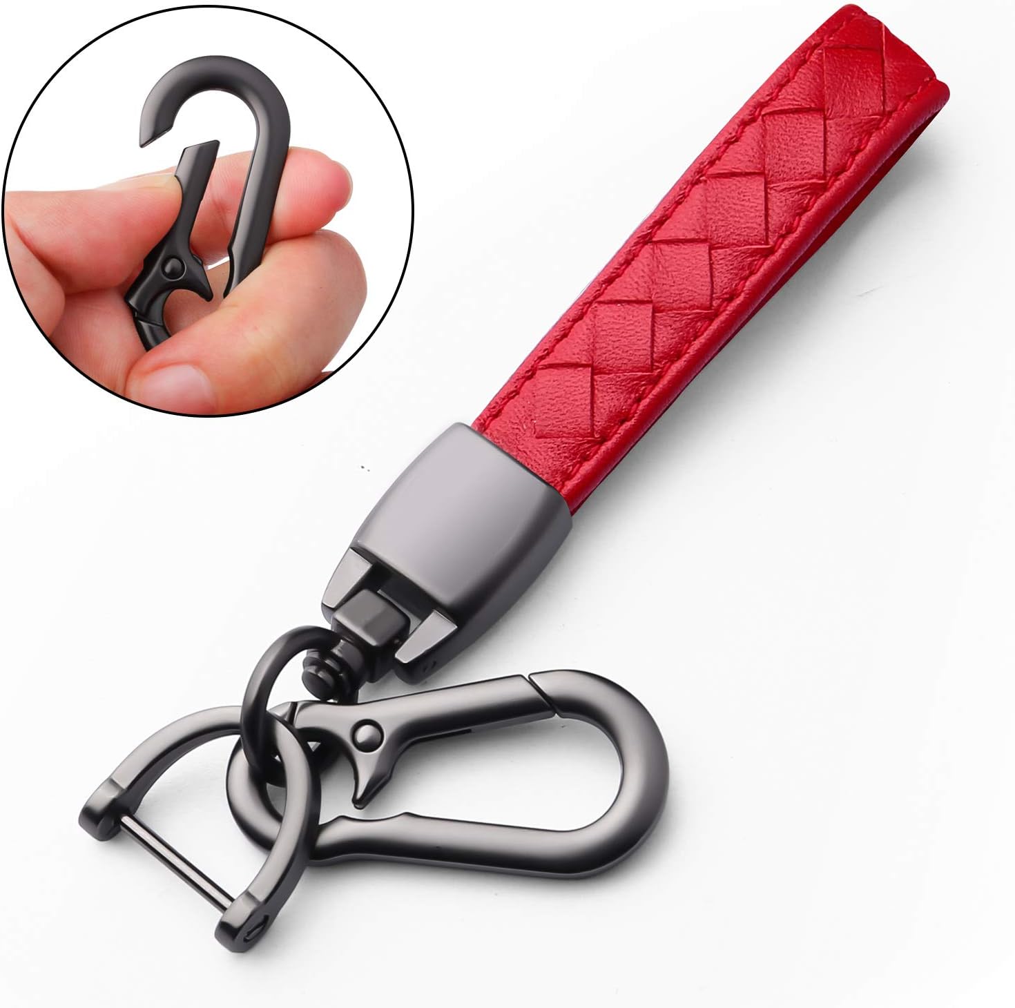 Autophone Compatible with Nissan Key Fob Cover with Leather Keychain Soft TPU 360 Degree Protection Key Case for Altima Maxima Rogue Armada Pathfinder Smart Key 3 4 5-Button-Red - Image 6