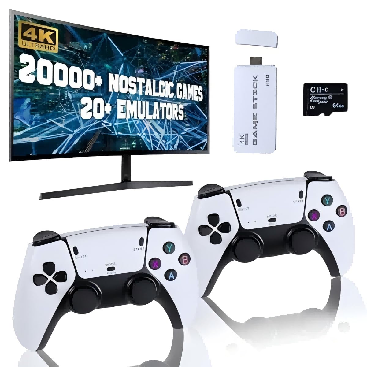 Console De Jeux Rétro TV Stick - 20 000 Jeux Intégrés - Manette Sans Fil - HDMI 4K Plug & Play - Cadeau Noël