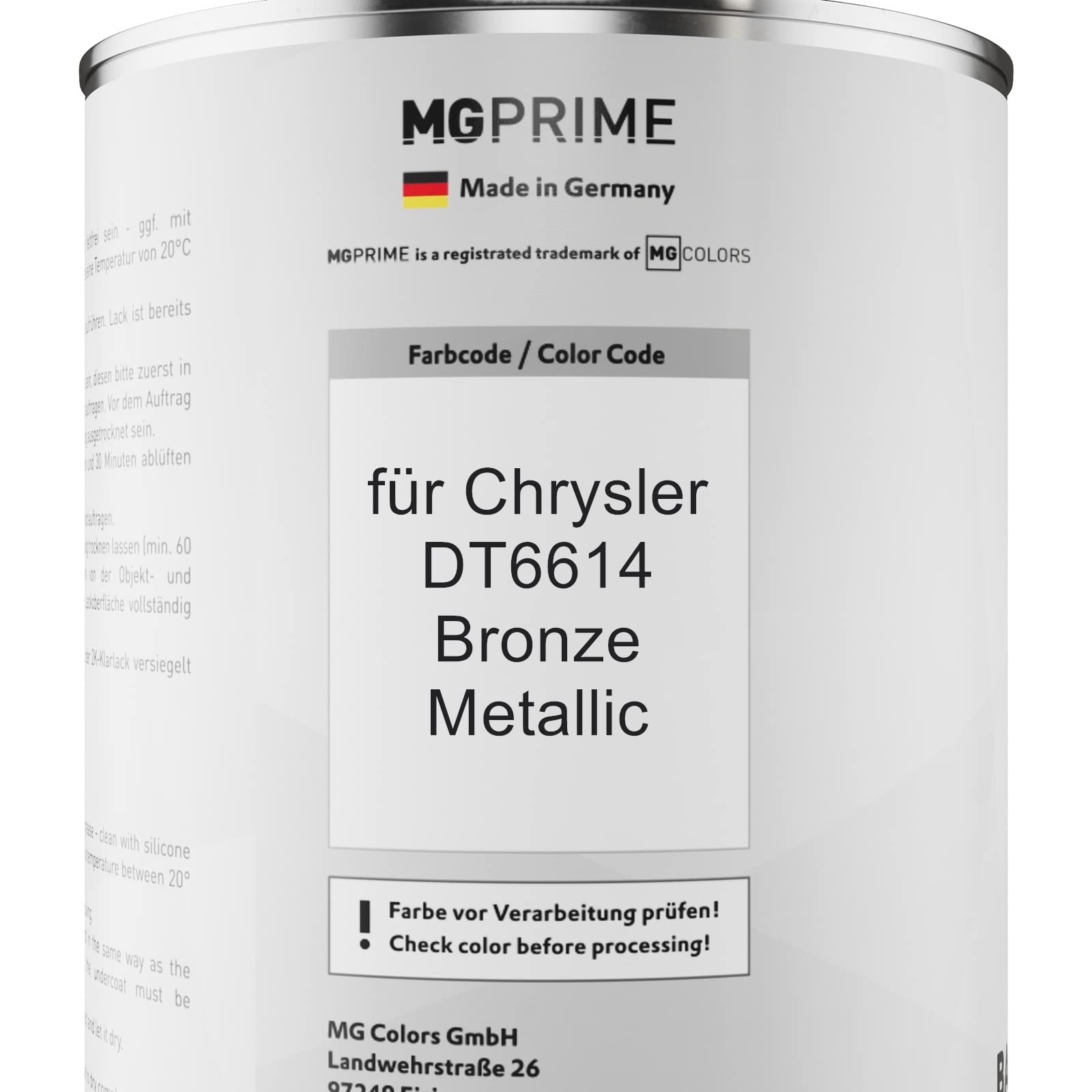 MG PRIME Lakier samochodowy Zestaw puszek dla Chrysler DT6614 Bronze Metallic Lakier bazowy 2K Utwardzacz do lakieru bezbarwnego gotowy do natrysku 2,5L