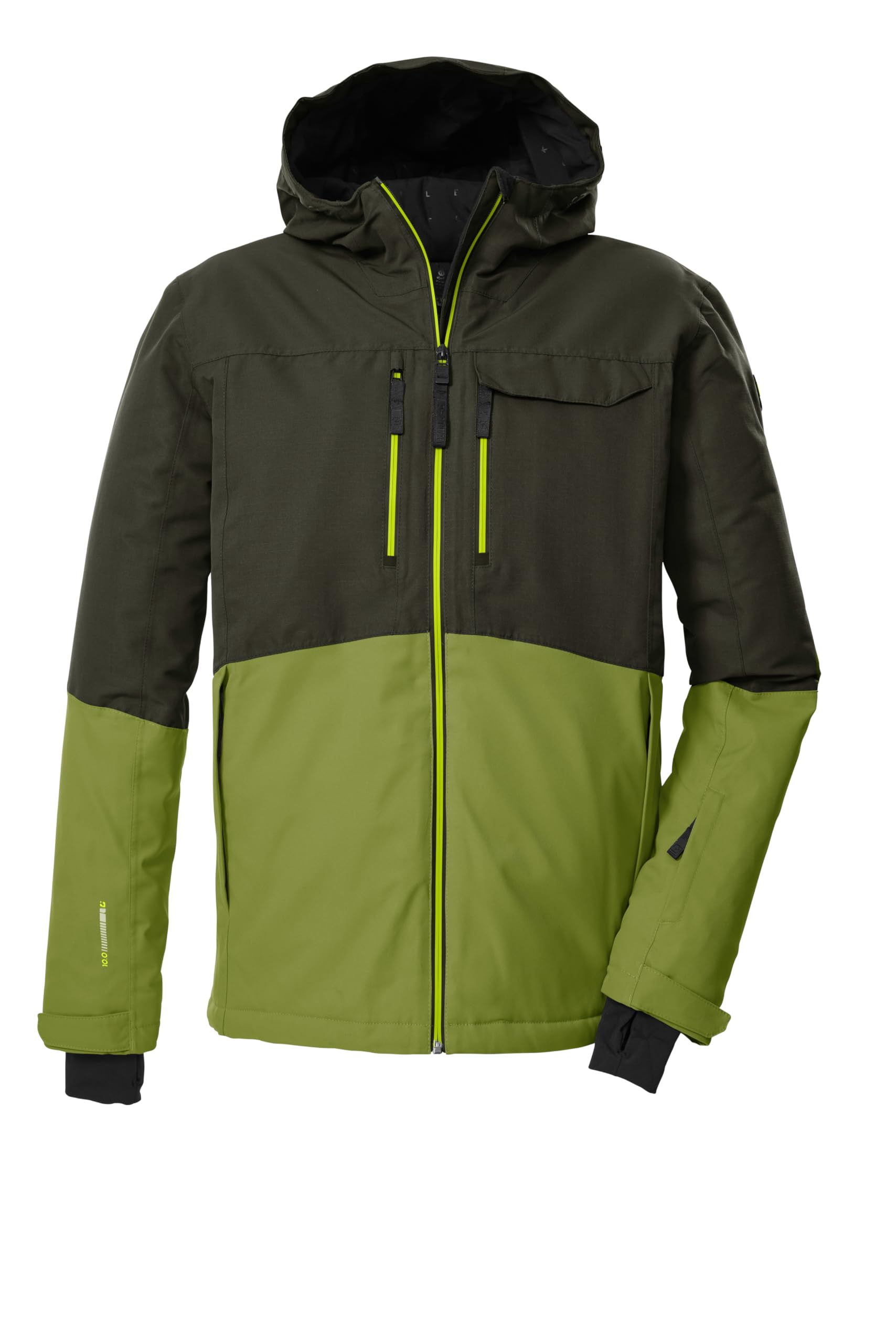 killtec Herren Skijacke/Funktionsjacke mit Kapuze und Schneefang KSW 53 MN SKI JCKT, dunkeloliv, L, 43433-000