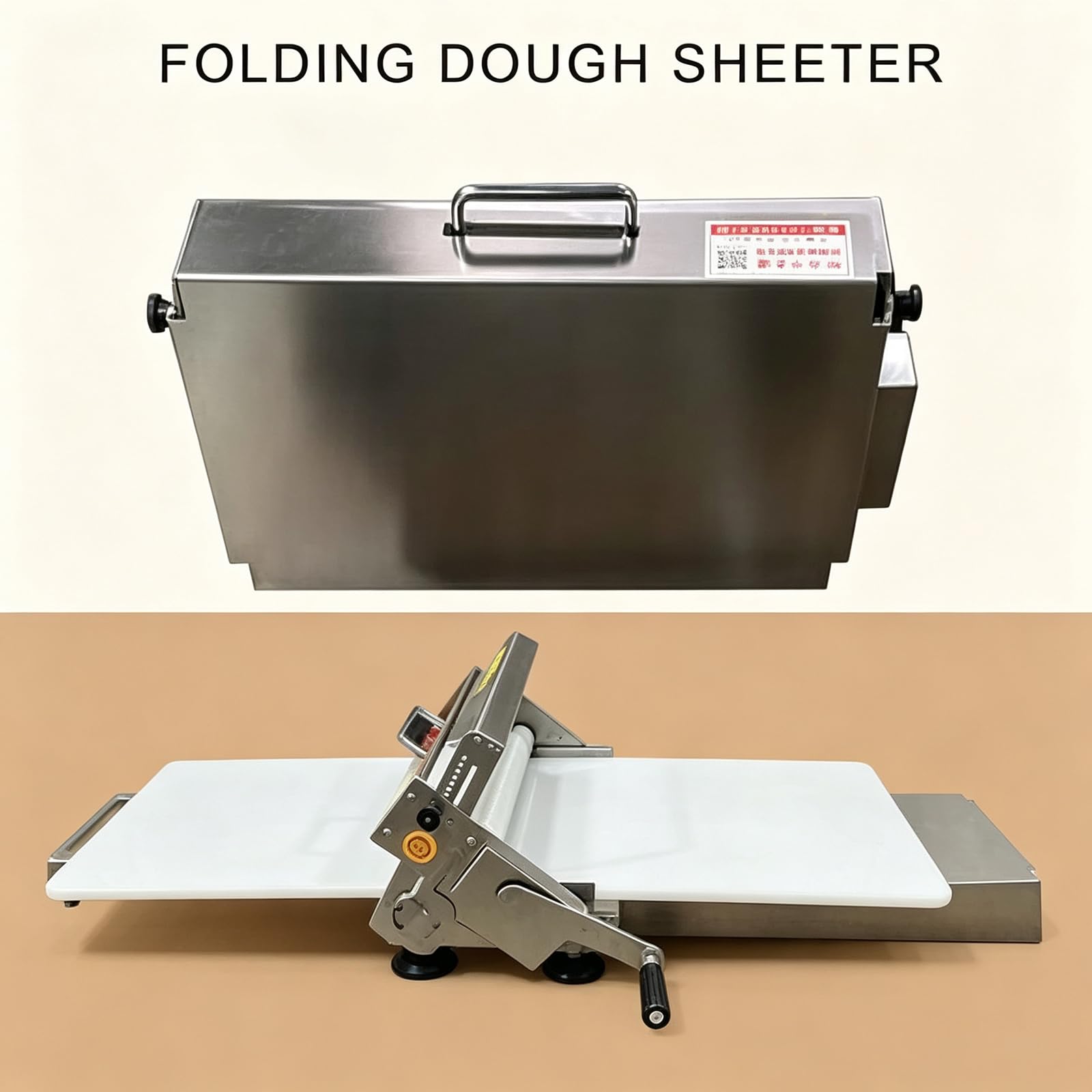 Rouleau à pâtisserie pliable en acier inoxydable avec épaisseur réglable pour boulangerie, pizza, croissants, pâtisseries 400