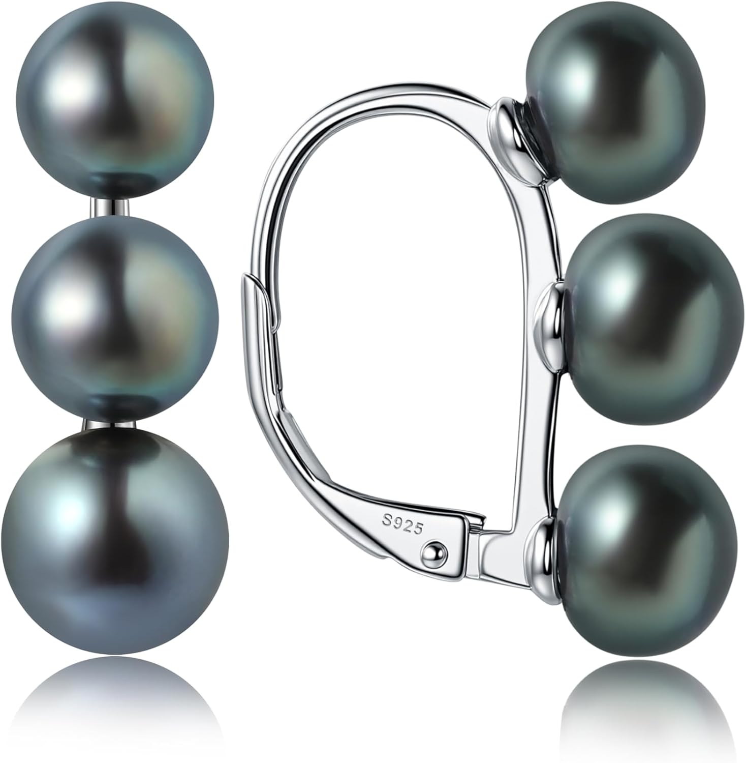YAMI Pearl Earrings for Women, Freshwater/Saltwater Cultured Pearls in 925 Sterling Silver, Hypoallergenic Earrings for Women, Black/White