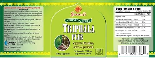Miniatura 5 de Sewanti Fórmula ayurvédica de desintoxicación y rejuvenecimiento  Triphala Plus 90 V-cápsulas500 mg (90) Extracto de alta potencia 111 Amlaki,