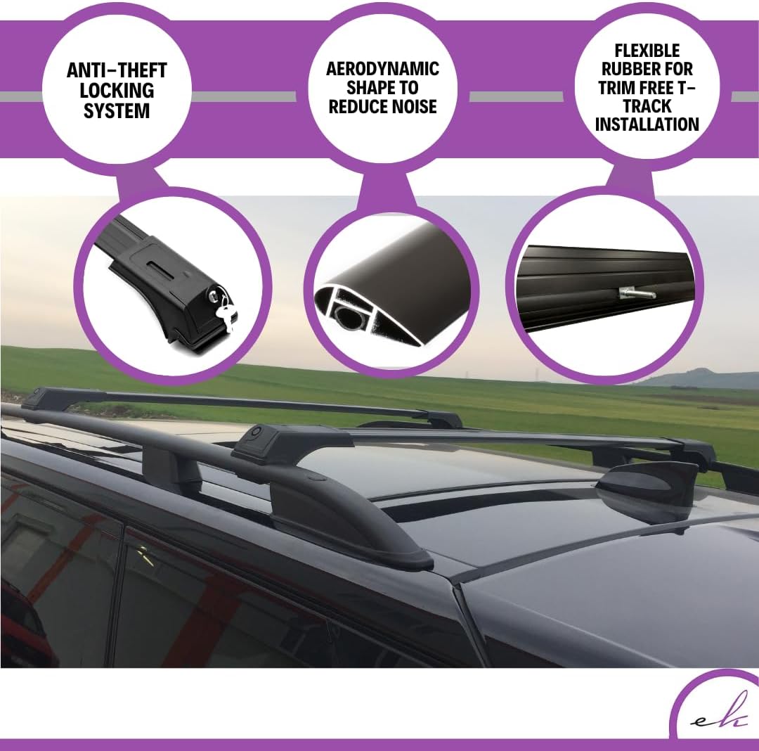 ERKUL Set of Roof Side Rails Rack + Cross Bars for Mitsubishi Outlander Sport ASX 2011-2026 | Complete Roof Rack System | Rooftop Luggage Carrier, Kayak, Canoe, Ski | Designed for Bare Roofs | Black