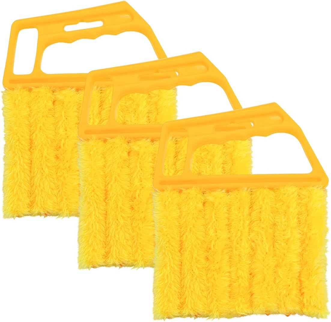 3PCS Blind Cleaner Duster Tool, 7 Fingers Microfiber Handheld Shutter Cleaning Brush for Car Air Conditioner, Detachable Auto Air Vent Dusting Cleaner, Universal for Most Vehicles (Orange)