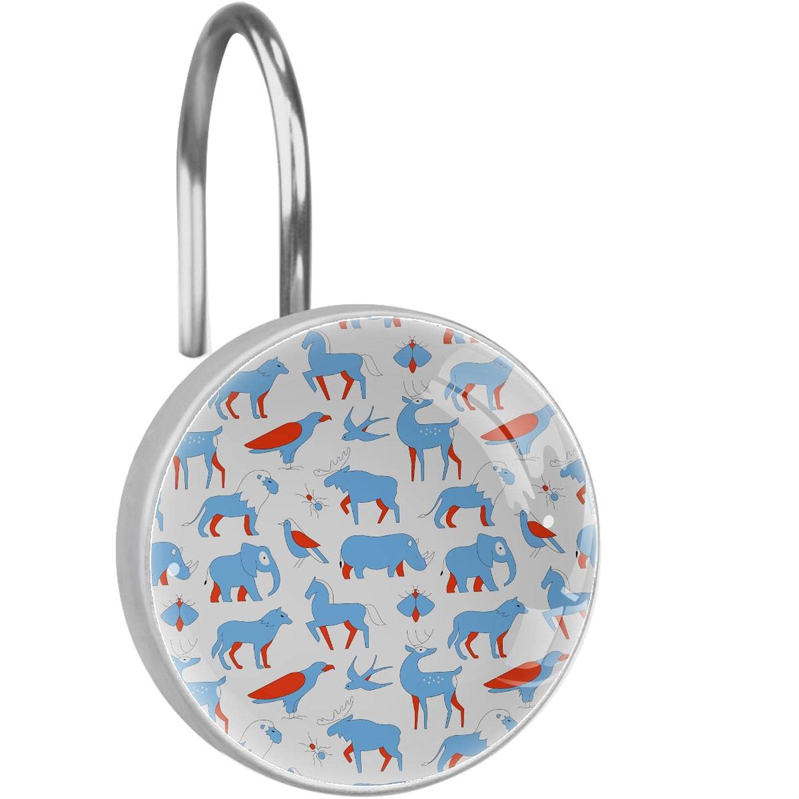 Crochets de rideau de douche en acier inoxydable durable avec motifs sculptés d'animaux sauvages