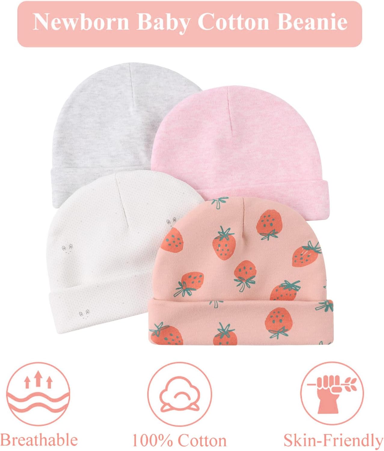 Zsedrut Spring Infant Hospital Beanie Newborn Baby Girls Cotton Hat Tolddler Boy Soft Double-Layer Hat - Image 5