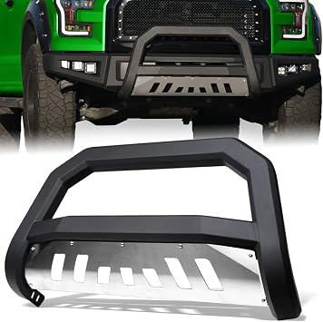 Stehlen 714937183728 Compatible with 2006-2008 Dodge Ram 1500 Advance Series Bull Bar - Matte Black/Brush Aluminum Skid Plate