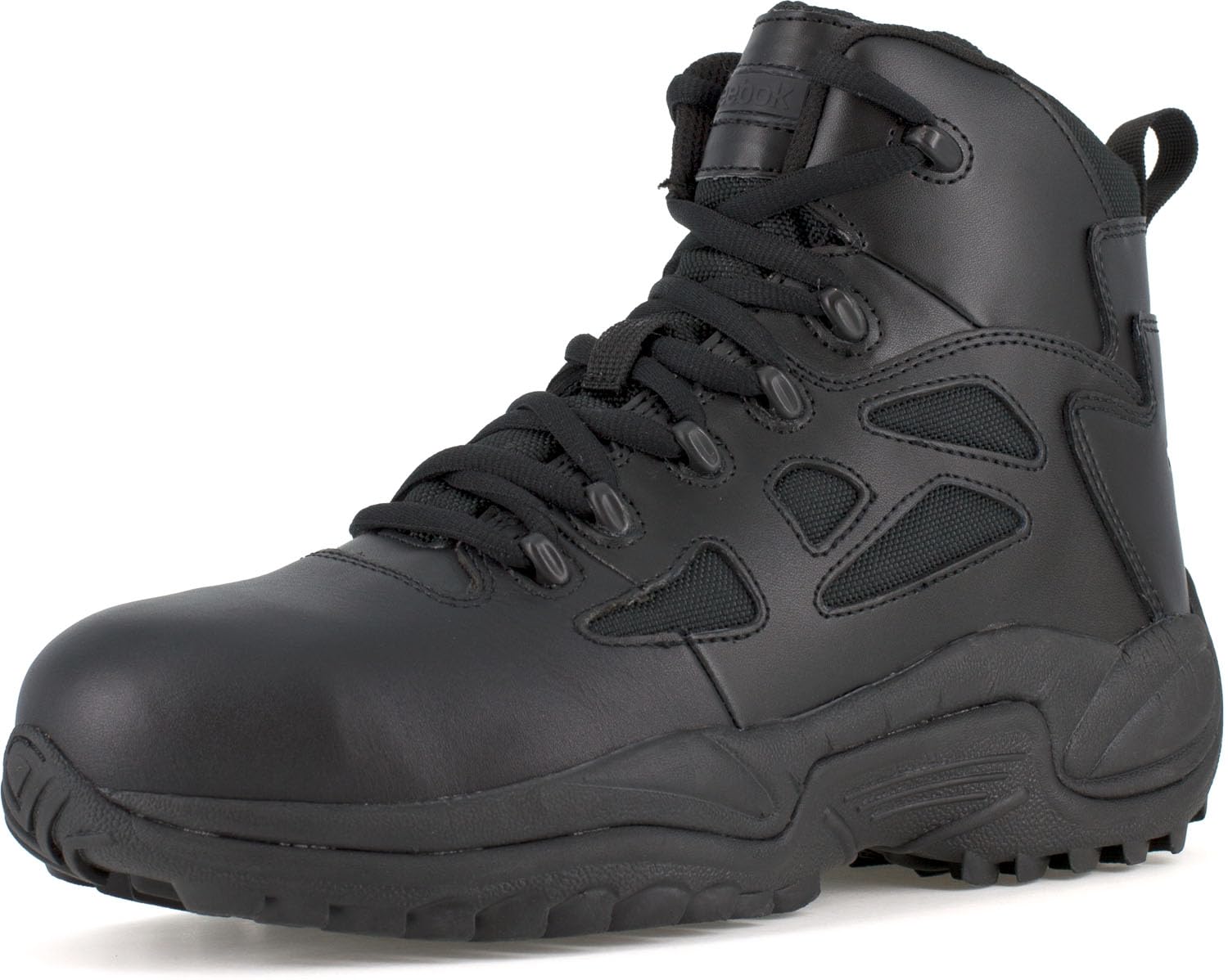 Reebok mens Rapid Response Rb Safety Toe 6" Stealth With Side Zipper Military Tactical Boot, Black, 7.5 Wide US