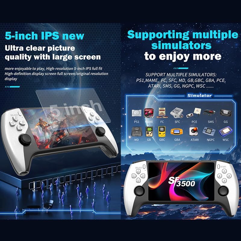 Miniatura 4 de Actualizado consola de juegos retro Saker con más de 20000 juegos, 64 GB, palo de juego con pantalla IPS de 5.5 pulgadas, almacenamiento expandible,