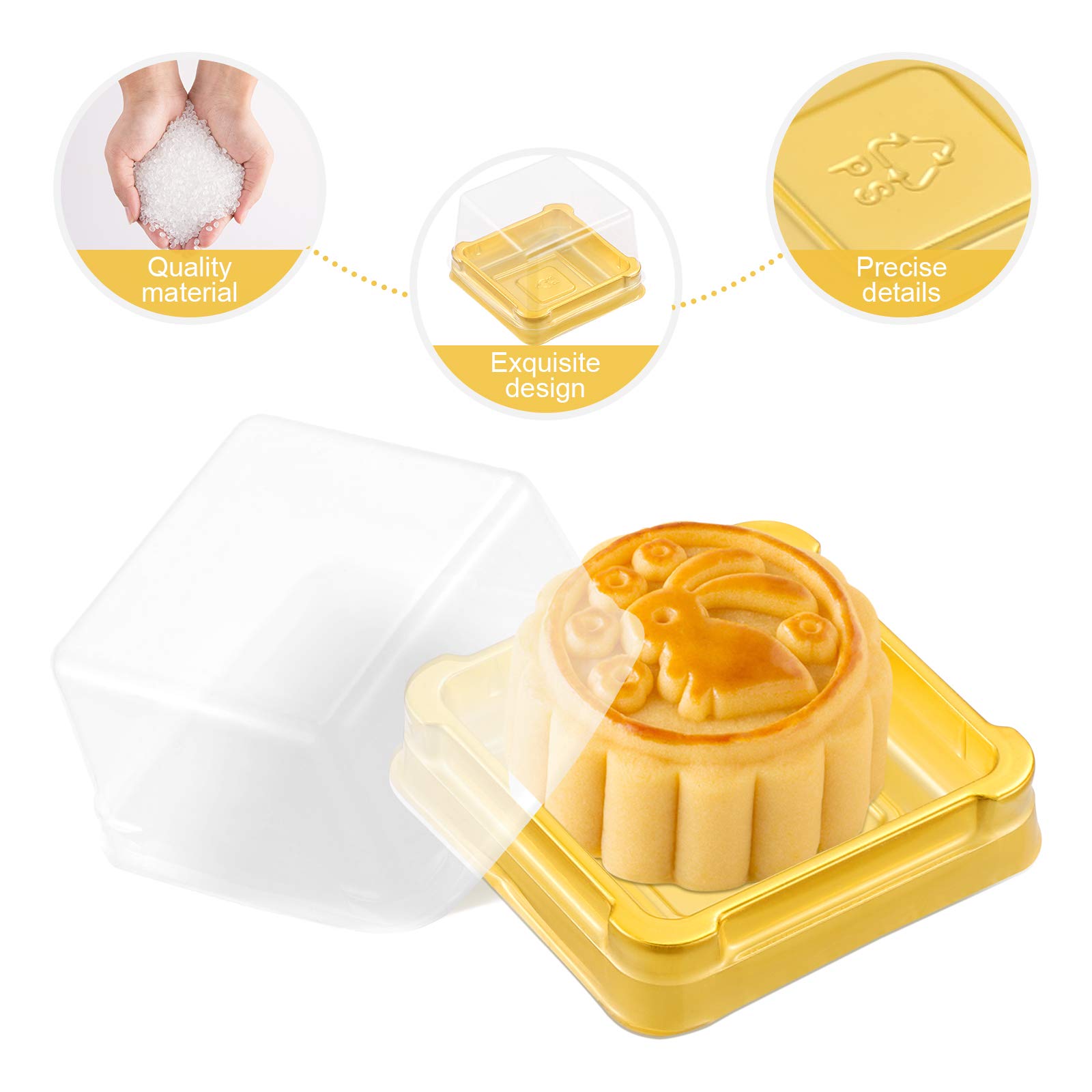 Snapklik.com : 50 Pcs Plastic Square Mooncake Boxes, Golden Dessert ...