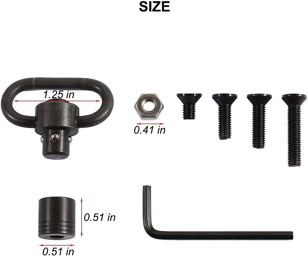 QD 1.25 Inch Swivels Mount Quick Detach Loop Base Kit | 4 screws + 1 nut + 1 wrench