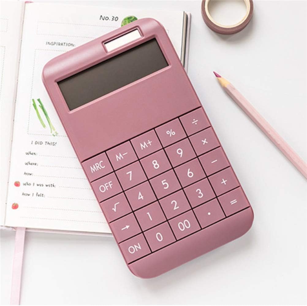 Release Solid Color Solar Powered Student Gift School Office Supply 12 Digit Calculator (Green) (Pink)