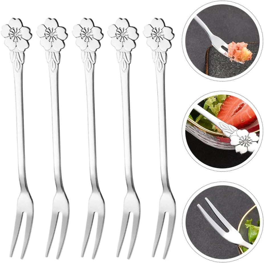 Hemoton 10pcs Stainless Steel Fruit Fork Fruits Forks Home Dessert Forks Cake Tasting Kitchen Utensils Appetizer Stainless Steel Multipurpose Snacks