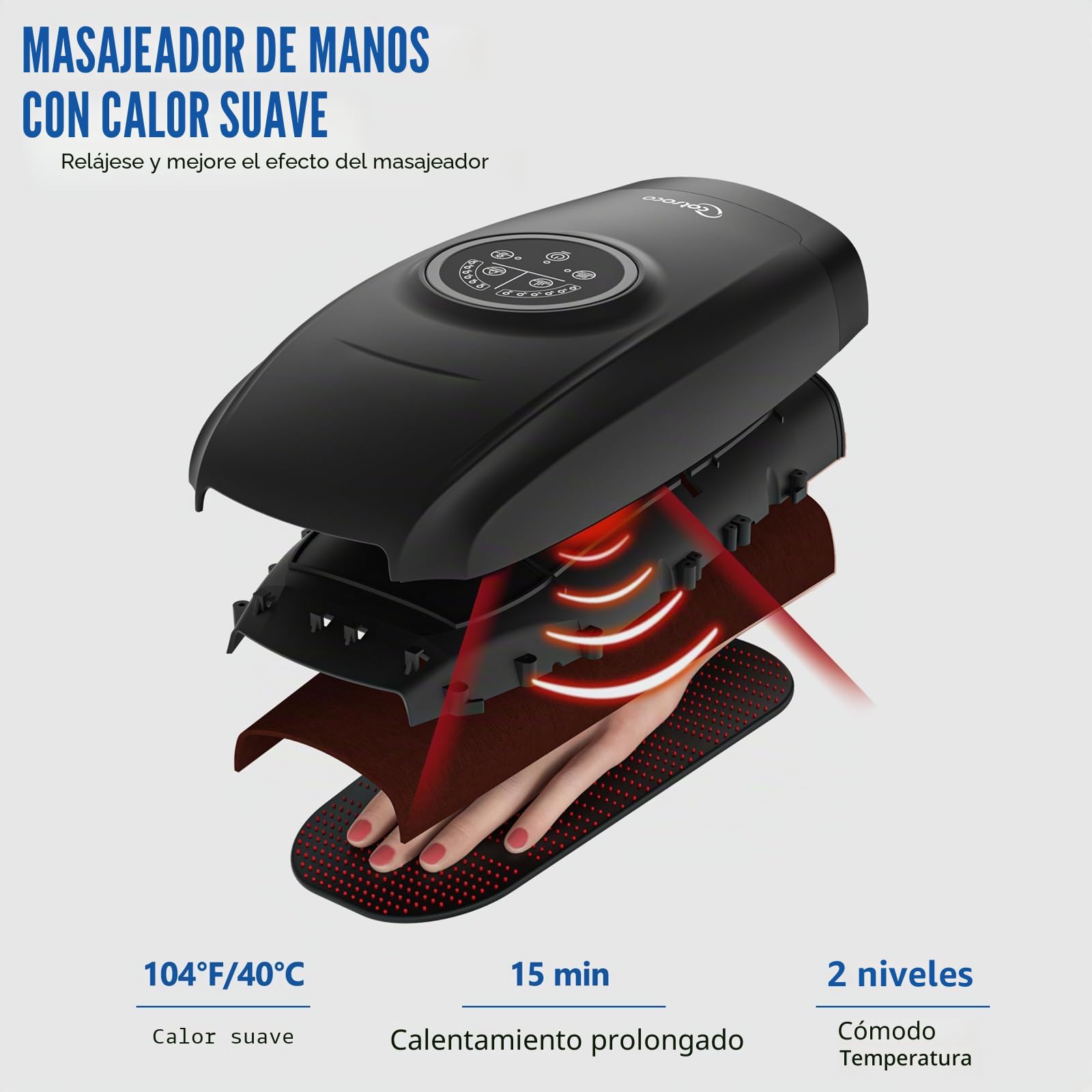cotsoco Máquina masajeadora de manos con calor y compresión, masajeador Shiatsu de 6 niveles para artritis y alivio del túnel carpiano, alivio del dolor para dedos, muñeca y mano, el mejor regalo para