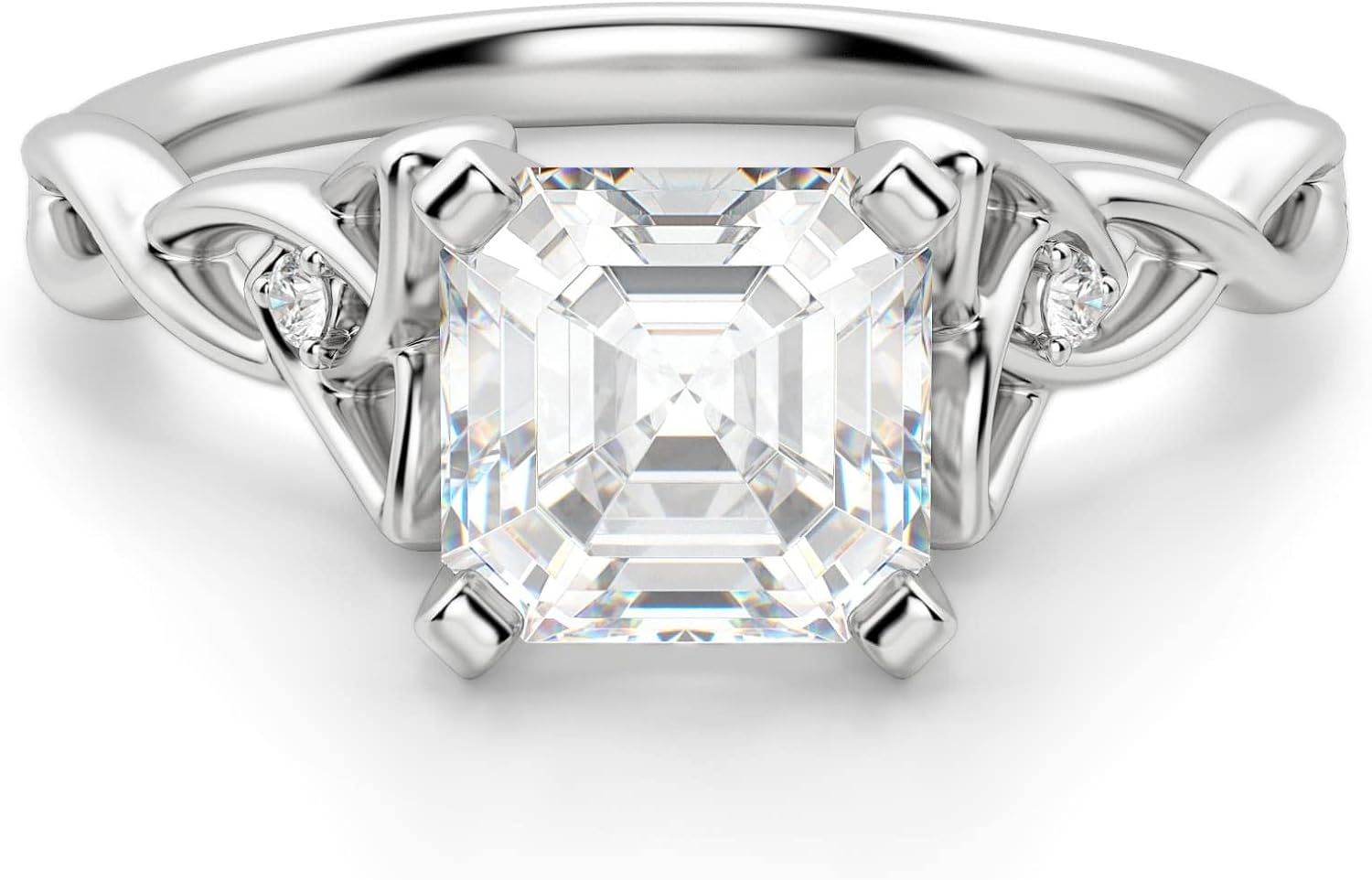 2.10 CT Asscher Infinity Accent Engagement Ring Wedding Eternity Band Vintage Solitaire Silver Jewelry Halo-Setting