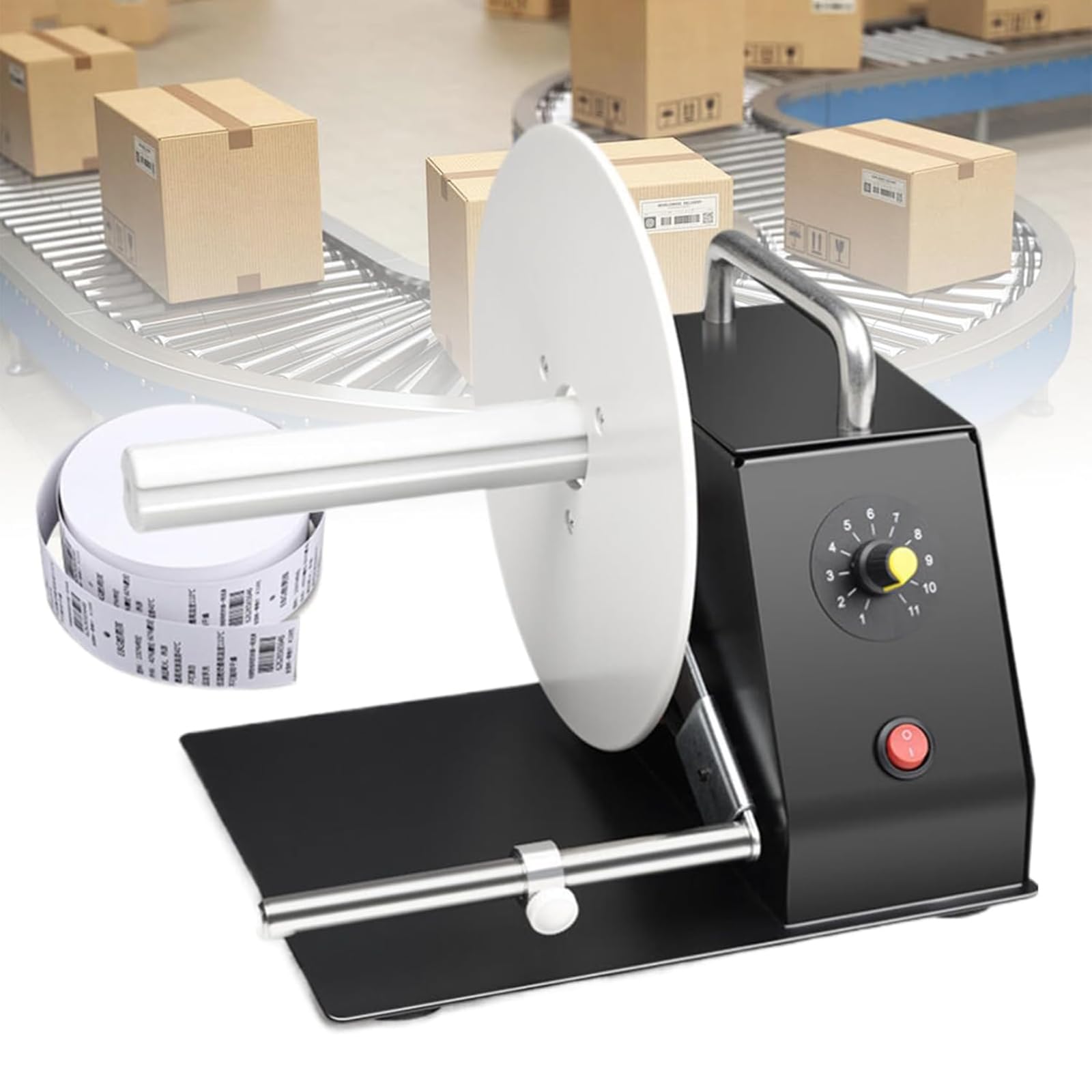 Adtzpc Automatic Label Rewinding Machine, Portable Sticker Rewinder, Rewinding Width 128mm and Diameter 180mm, 1-11 Speed Adjustment & Prevent Displacement, for Batch Processing & Printing Labels