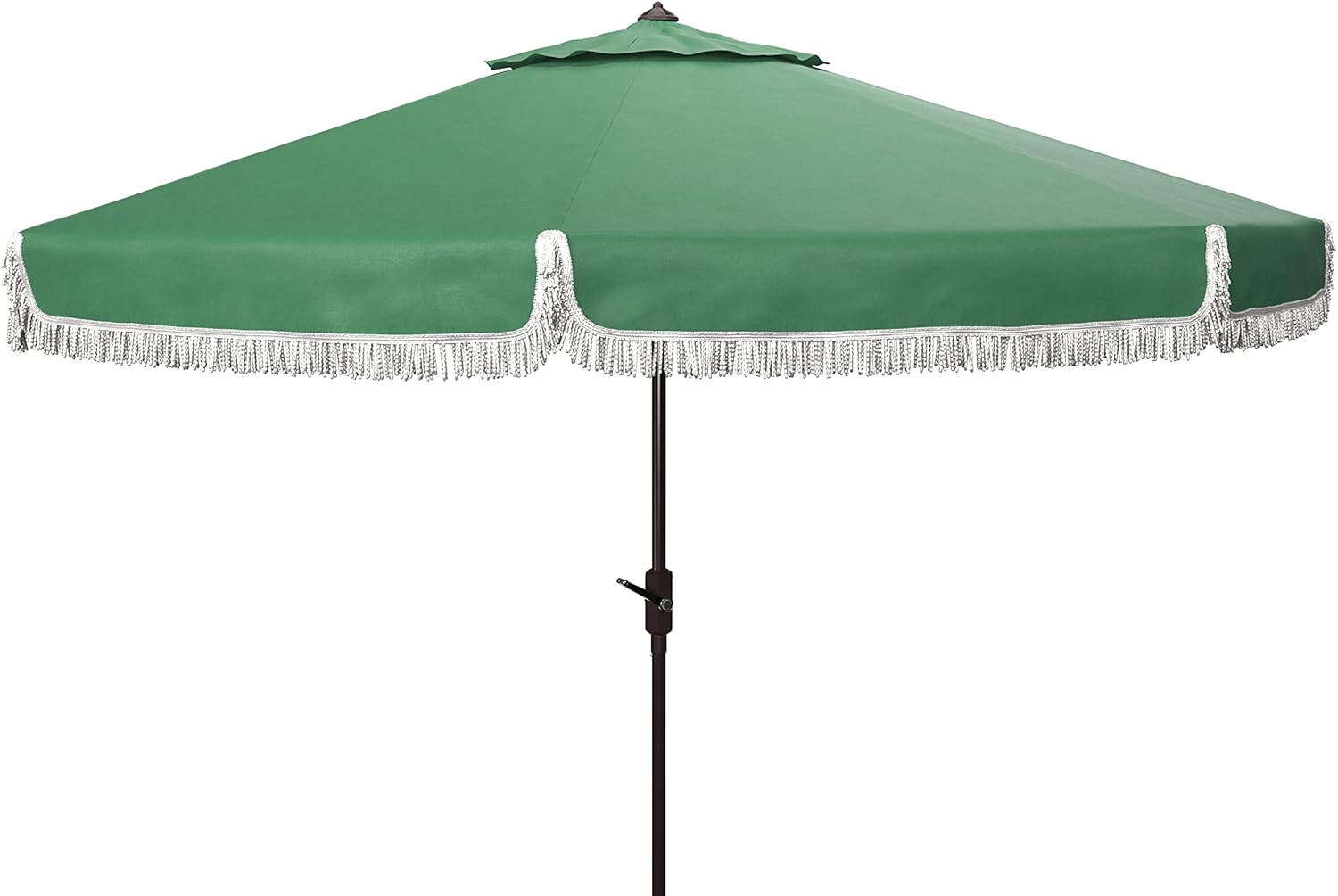 Safavieh PAT8008A Collection Milan Fringe Navy and White 9Ft Crank Outdoor Push Button Tilt Umbrella