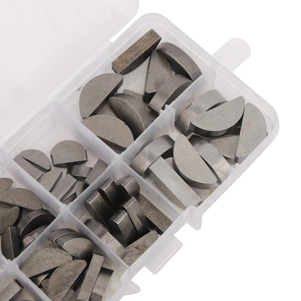 Kit Kit di Chiave in Legno Semicircolare in Acciaio Inossidabile 80 Pcs Assortimento con Dimensioni Varie per Ingegneria, Scatola di Stoccaggio Inclusa, per Macchinari e Applicazioni