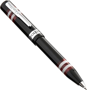 Conklin Toledo Ballpoint Pen in Black with Burgundy and White Ring Segments - Luxury Pen with Glossy Resin Body - Great Gift for Pen Enthusiasts