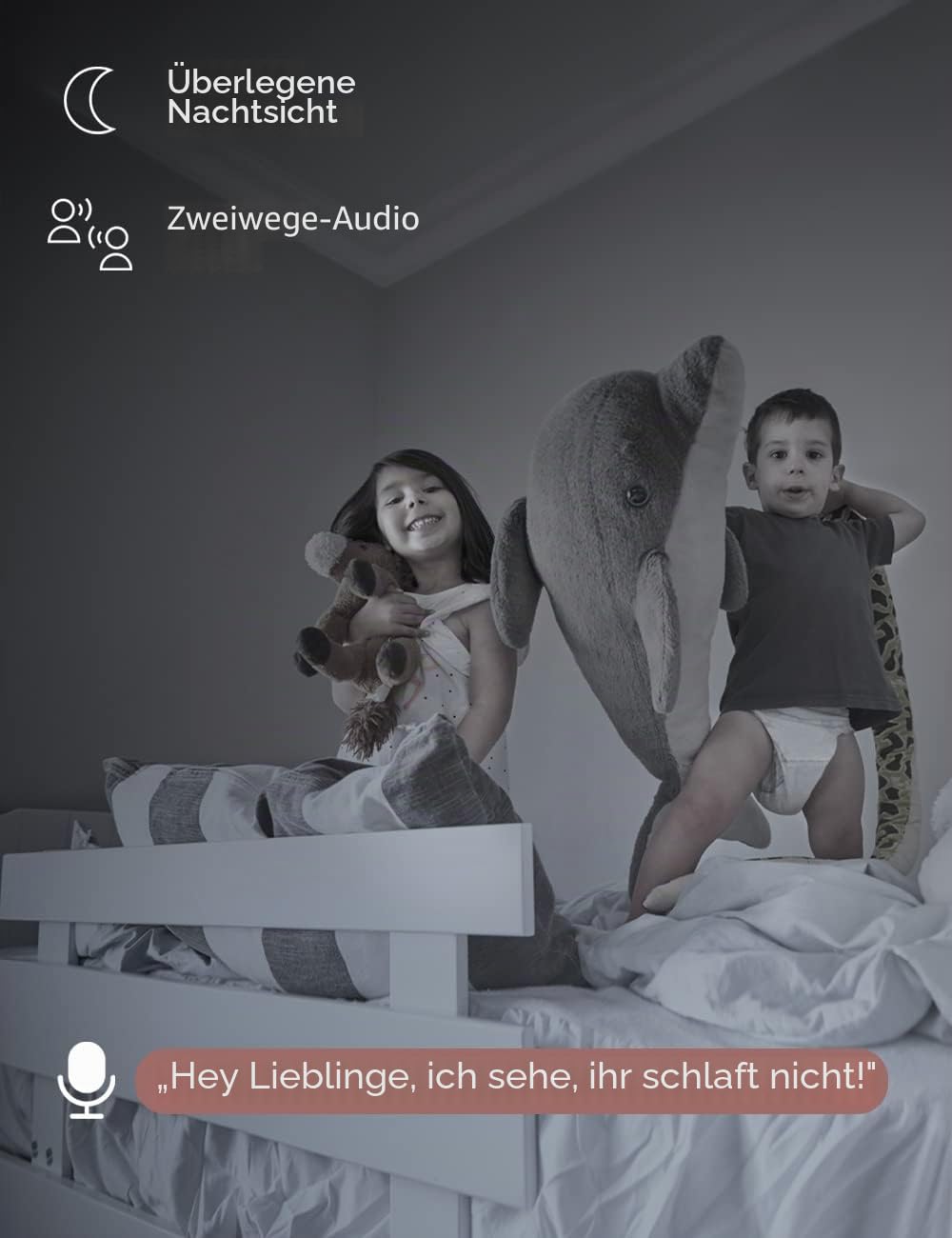 [Exklusiv bei Amazon] Nooie Babyphone mit Micro-SD-Karte, WLAN-Haustierkamera für den Innenbereich, kabellose 360-Grad-IP-Kamera, 1080P, Bewegungsverfolgung, Super-IR-Nachtsicht, mit Alexa