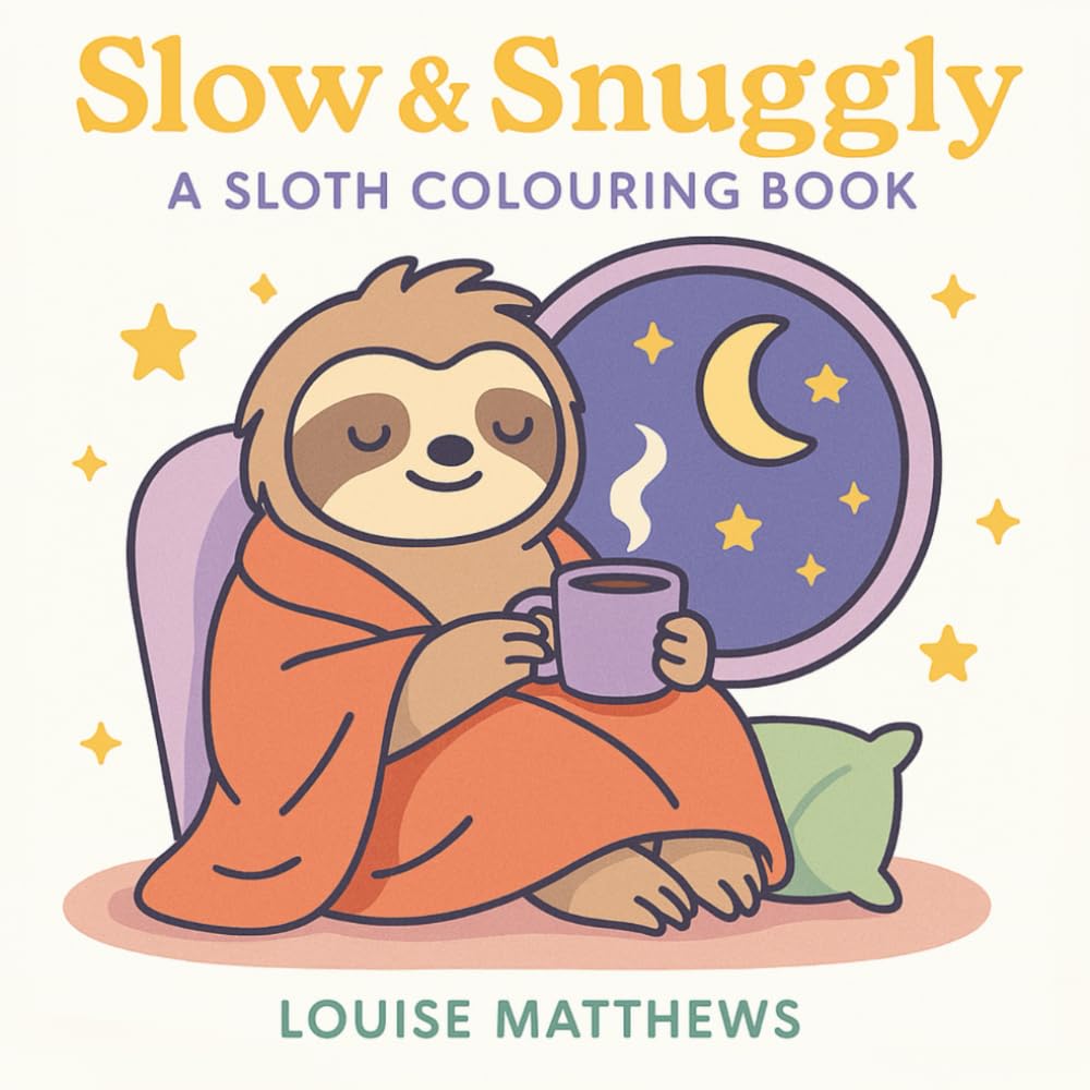 Slow & Snuggly: A Sloth Colouring Book: A Cosy Colouring Journey for All Ages, 30+ Bold and Easy Sloth Images