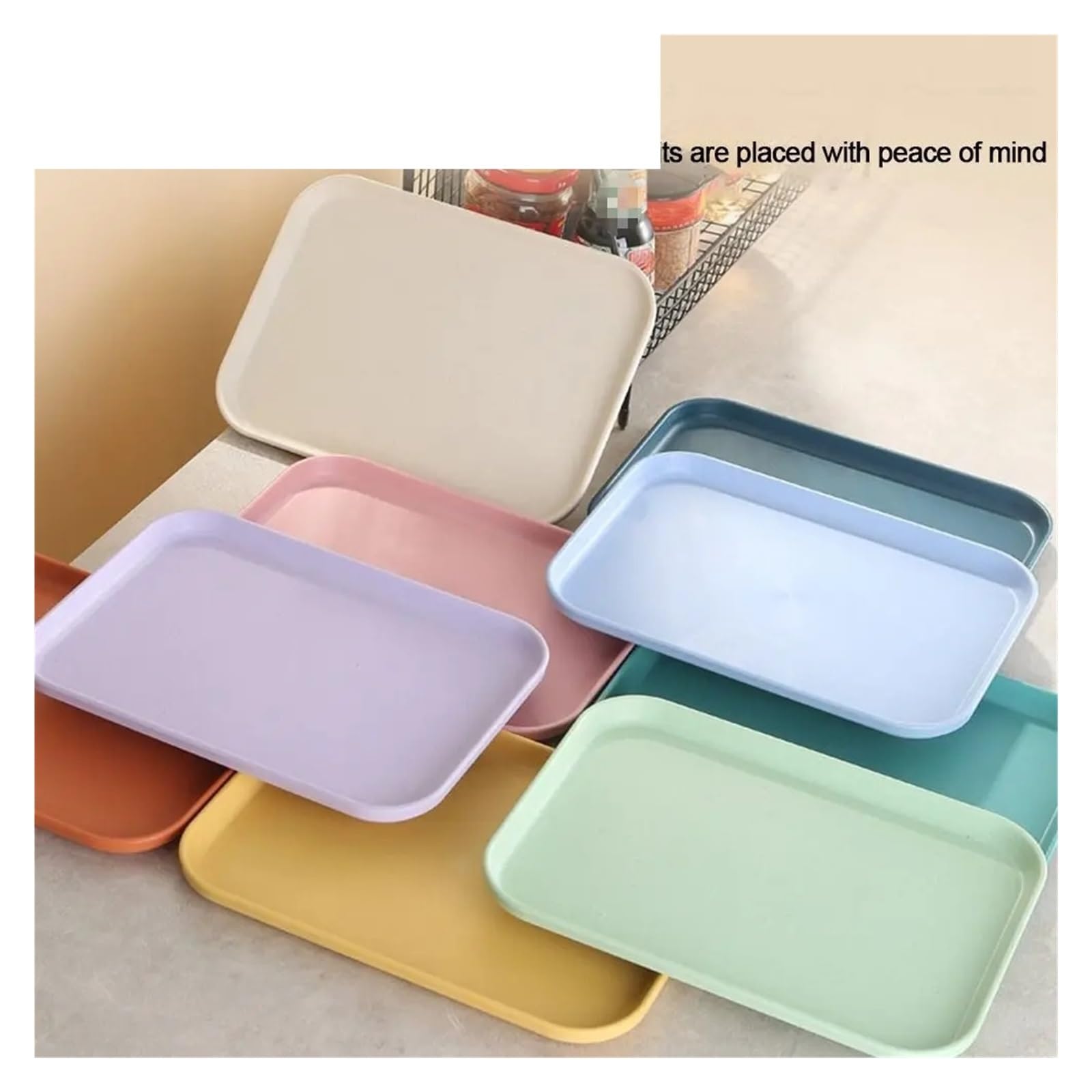 Bandeja de plástico para alimentos para panadería, bandeja rectangular para servir, bandeja de servicio de hotel, varios colores, ideal para pan, postres, catering y fiestas
